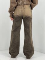 شلوار جین زنانه نیم بگ قهوه ای