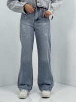 شلوار جین زنانه نیم بگ آبی روشن