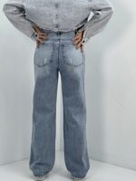 شلوار جین زنانه نیم بگ آبی روشن