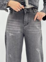 شلوار جین زنانه نیم بگ زغالی