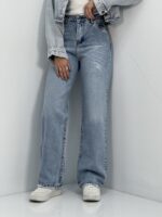 شلوار جین زنانه نیم بگ آبی روشن