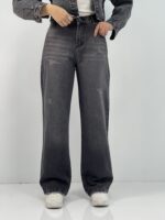 شلوار جین زنانه نیم بگ زغالی