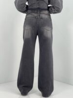 شلوار جین زنانه نیم بگ زغالی