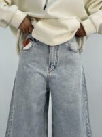 شلوار جین زنانه سوپر بگ آبی یخی