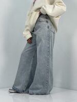 شلوار جین زنانه سوپر بگ آبی یخی