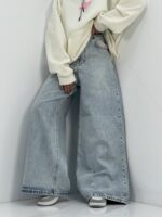 شلوار جین زنانه سوپر بگ آبی یخی