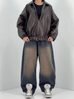 بامبر جکت چرم زنانه قهوه ای