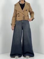 کت ترنچ زنانه کوتاه کرم