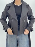 ترنچ کت زنانه کوتاه مشکی