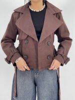 ترنچ کت زنانه کوتاه زیتونی