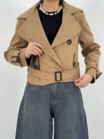 کت ترنچ زنانه کوتاه کرم