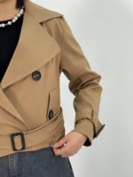 کت ترنچ زنانه کوتاه کرم