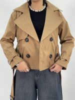 ترنچ کت زنانه کوتاه کرم