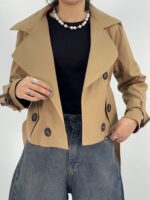 کت ترنچ زنانه کوتاه کرم