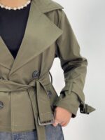 ترنچ کت زنانه کوتاه زیتونی