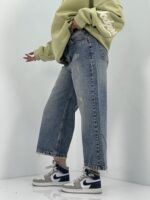شلوار جین زنانه واید لگ قد 90 آبی