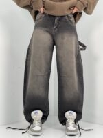 شلوار جین زنانه بالونی مکس کارپنتری زغالی قهوه ای