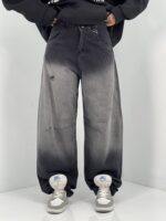 شلوار جین زنانه بالونی کارپنتری زغالی