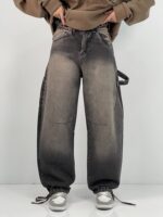 شلوار جین زنانه بالونی مکس کارپنتری زغالی قهوه ای