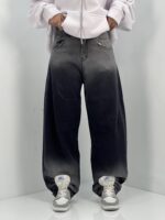 شلوار جین زنانه بالونی کارپنتری زغالی
