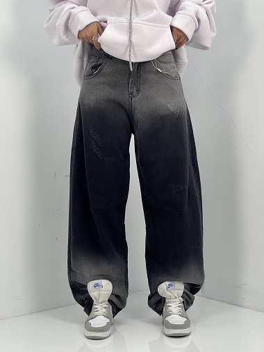 شلوار جین زنانه بالونی کارپنتری زغالی