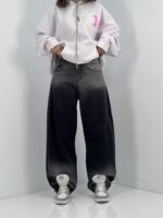 شلوار جین زنانه بالونی کارپنتری زغالی