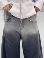 شلوار جین زنانه بالونی کارپنتری زغالی