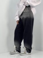 شلوار جین زنانه بالونی کارپنتری زغالی