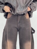 شلوار جین زنانه بالونی مکس کارپنتری آجری