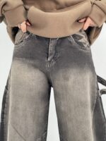 شلوار جین زنانه بالونی مکس کارپنتری زغالی قهوه ای