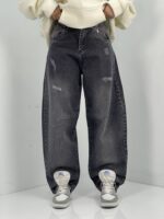 شلوار جین زنانه بالونی زغالی کارپنتری