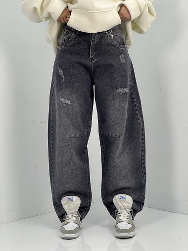 شلوار جین زنانه بالونی زغالی کارپنتری