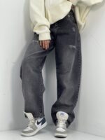 شلوار جین زنانه بالونی زغالی کارپنتری