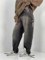 شلوار جین زنانه بالونی مکس کارپنتری زغالی قهوه ای