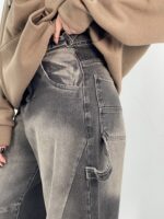 شلوار جین زنانه بالونی مکس کارپنتری زغالی قهوه ای