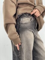 شلوار جین زنانه بالونی مکس کارپنتری زغالی قهوه ای