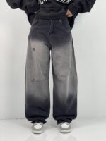 شلوار جین زنانه بالونی کارپنتری زغالی