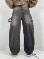 شلوار جین زنانه بالونی مکس کارپنتری زغالی قهوه ای