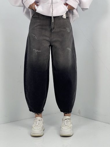 شلوار جین زنانه مام بالون زغالی