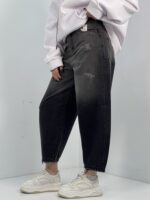 شلوار جین زنانه مام بالون زغالی