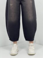 شلوار جین زنانه مام بالون زغالی قهوه ای