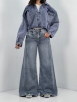 شلوار جین زنانه شافل بگ آبی