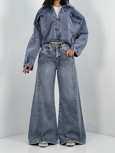 شلوار جین زنانه شافل بگ آبی