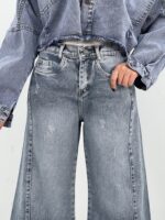 شلوار جین زنانه شافل بگ آبی