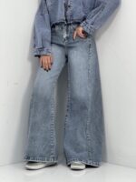 شلوار جین زنانه شافل بگ آبی