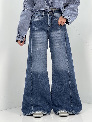 شلوار جین زنانه شافل بگ آبی