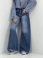 شلوار جین زنانه شافل بگ آبی