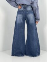 شلوار جین زنانه شافل بگ آبی