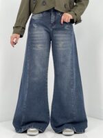 شلوار جین زنانه شافل بگ آبی تیره