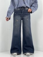 شلوار جین زنانه فلر بگ آبی تیره